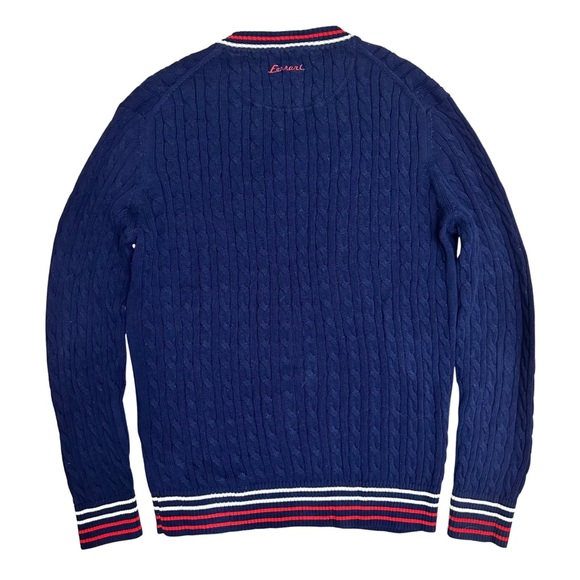 Ferrari Navy Blue Cable Knit V-Neck Pullover Sweater SZ XXL Luxury Preppy EUC - Picture 8 of 8